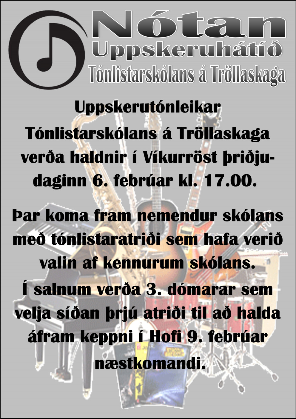 Uppskerutónleikar Tónlistarskólans á Tröllaskaga