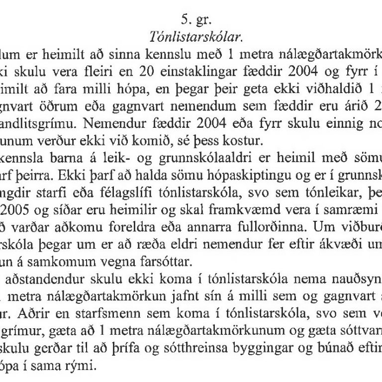 Sóttvarnarreglur frá 15. apríl.